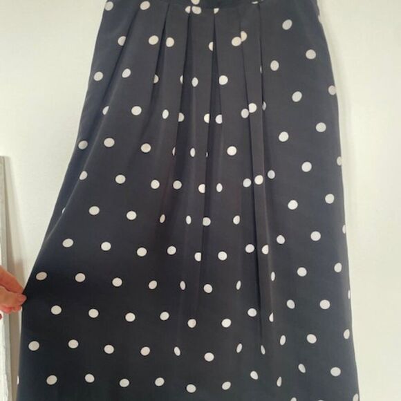 Rare Vintage Pendleton Black and White Polka Dot A-Line Pleated Skirt Small - Picture 2 of 11